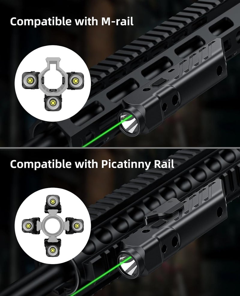 EZshoot 1700 Lumens Tactical Laser Light Combo for Rifle with Magnetic Rechargeable Compatible with Picatinny and M-Rail, Rilfe Flashlight Green Laser Light Combo with Strobe Mode - Image 5